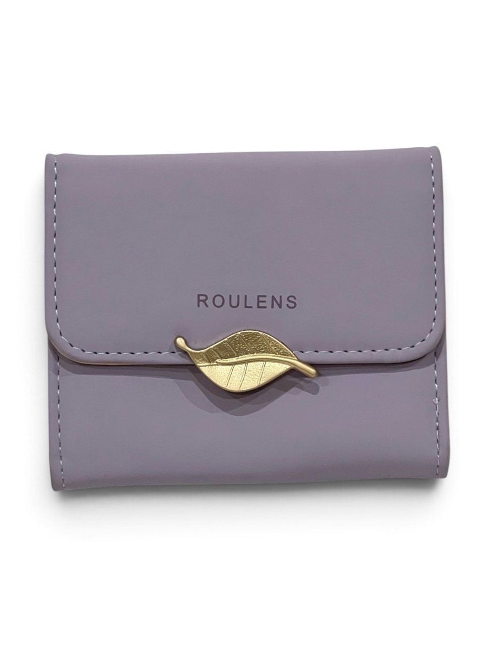 Roulens Lavender Purple RFID Blocking PU Leather Leaf Pendant Card Holder Wallet